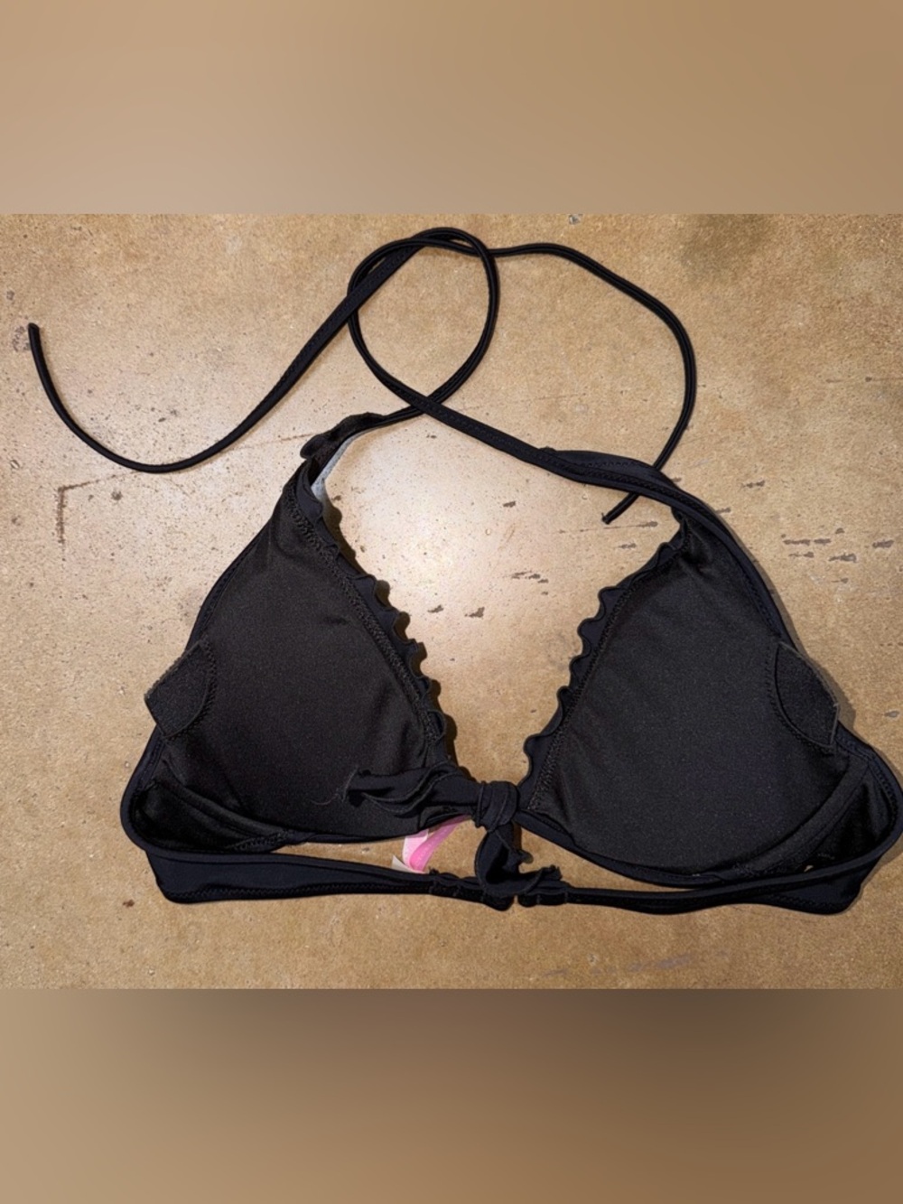 Victorias Secret Black 34B Underwired Triangle Plunge Bikini Top VS Swimsuit - Picture 3 of 5